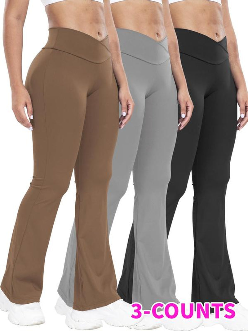 Women'S Solid High Waist Flare Leg Leggings, Casual Comfy Bell Bottom Tummy Control Skinny Pants for Yoga Gym Workout, Ladies Bottoms for All Seasons, Going Out Bottoms, Flared Pants, Pants for Women