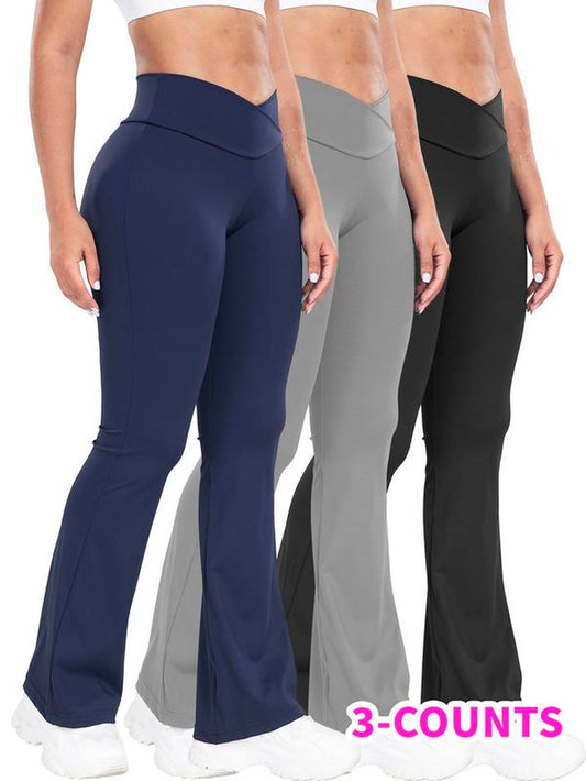 Women'S Solid High Waist Flare Leg Leggings, Casual Comfy Bell Bottom Tummy Control Skinny Pants for Yoga Gym Workout, Ladies Bottoms for All Seasons, Going Out Bottoms, Flared Pants, Pants for Women