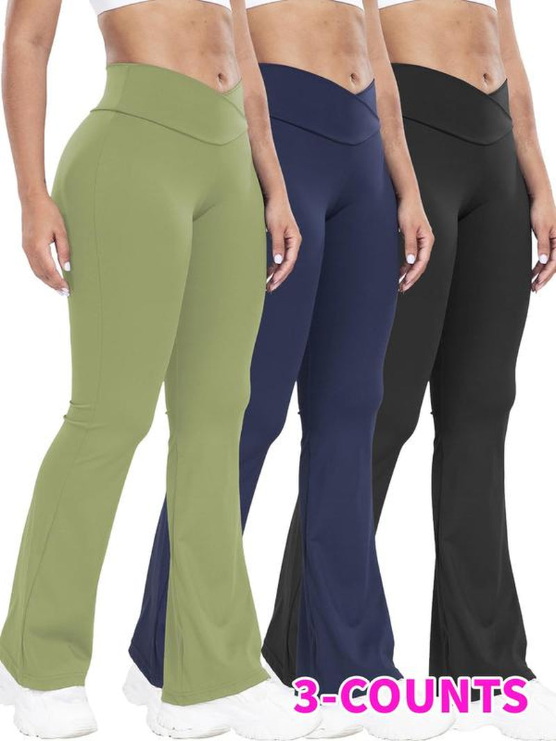 Women'S Solid High Waist Flare Leg Leggings, Casual Comfy Bell Bottom Tummy Control Skinny Pants for Yoga Gym Workout, Ladies Bottoms for All Seasons, Going Out Bottoms, Flared Pants, Pants for Women