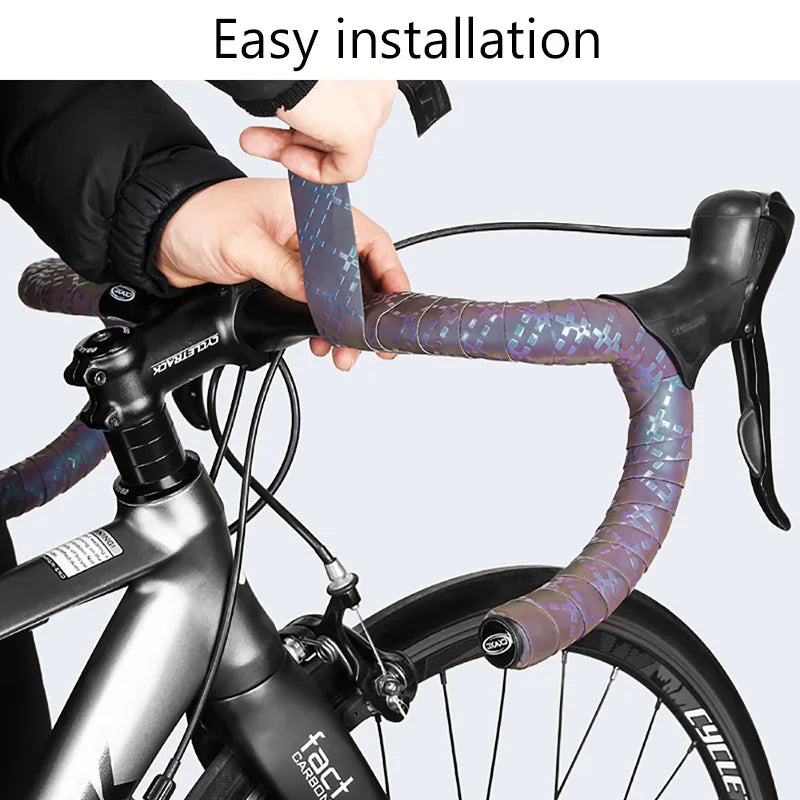 PRO Photochromic Bicycle Handlebar Tape with End Plug Soft Road Bike Cycling Handlebar Tapes Night Reflective PU+EVA Accessories