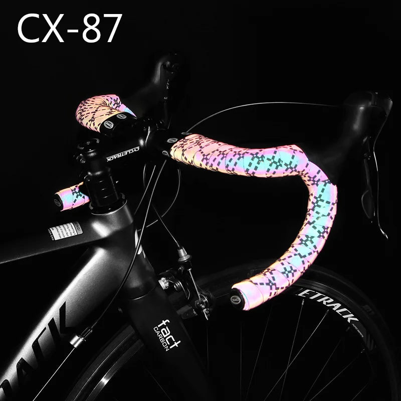 PRO Photochromic Bicycle Handlebar Tape with End Plug Soft Road Bike Cycling Handlebar Tapes Night Reflective PU+EVA Accessories