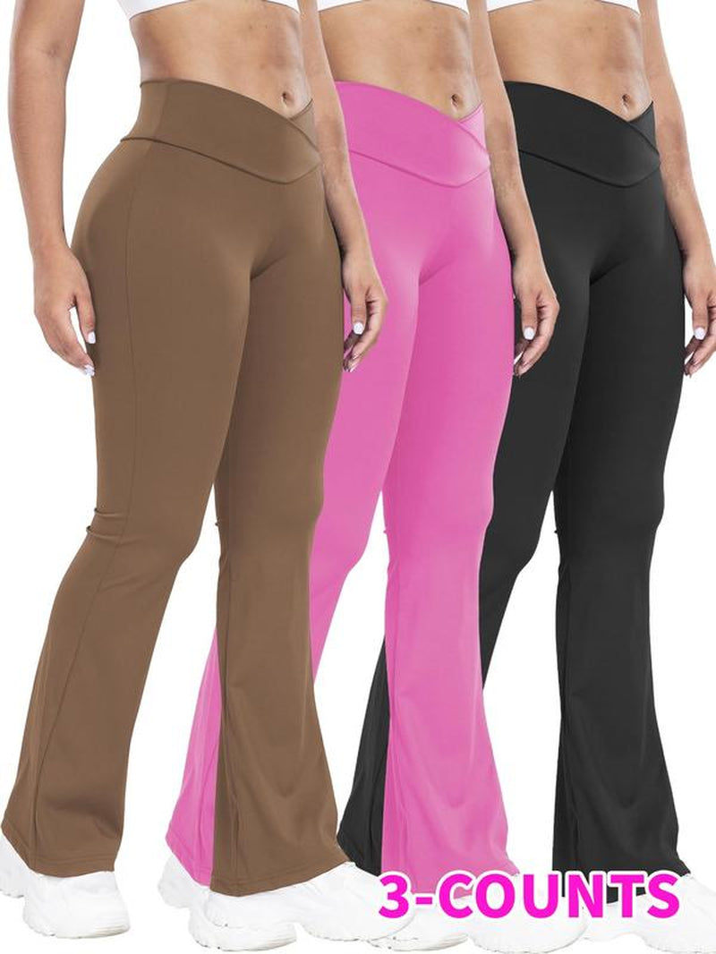 Women'S Solid High Waist Flare Leg Leggings, Casual Comfy Bell Bottom Tummy Control Skinny Pants for Yoga Gym Workout, Ladies Bottoms for All Seasons, Going Out Bottoms, Flared Pants, Pants for Women
