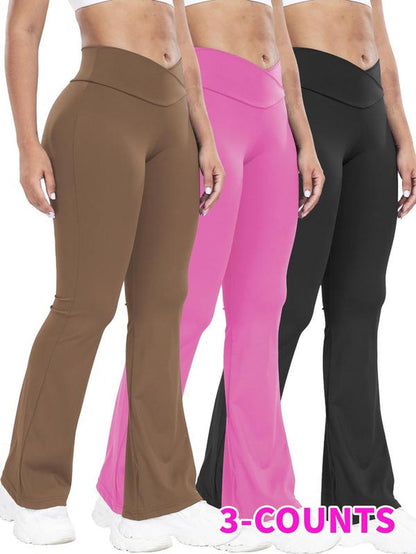 Women'S Solid High Waist Flare Leg Leggings, Casual Comfy Bell Bottom Tummy Control Skinny Pants for Yoga Gym Workout, Ladies Bottoms for All Seasons, Going Out Bottoms, Flared Pants, Pants for Women