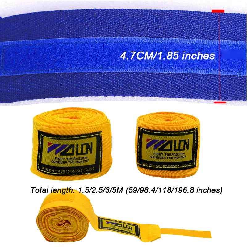 2PCS 1.5/2/3/5M Boxing Training Bandages Cotton Sports Bandages Sanda Kick Boxing Mma Hand Gloves Wraps Belt Boxing Sports Strap
