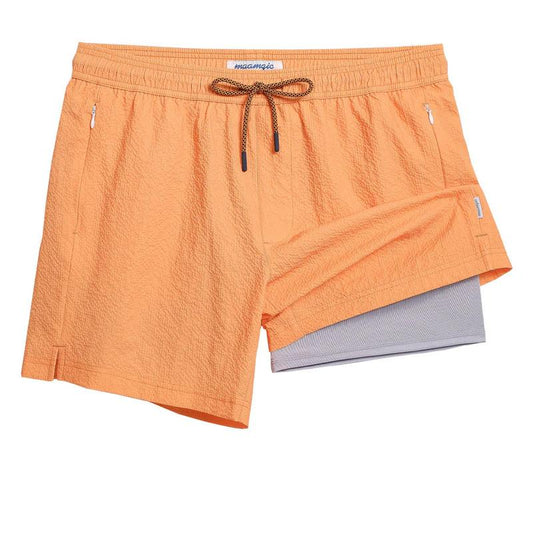 5.5 Inseam 2 in 1 Seersucker Short Liner Solid Swim Shorts, Breathable Comfort Workout Athletic Training Shorts with Phone Pockets,Lightweight Quick Drying Drawstring Sports Shorts for Gym Fitness, Drippy Outfits Going Out Outfit, Menswear Clothes Bottoms