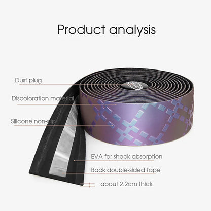 PRO Photochromic Bicycle Handlebar Tape with End Plug Soft Road Bike Cycling Handlebar Tapes Night Reflective PU+EVA Accessories