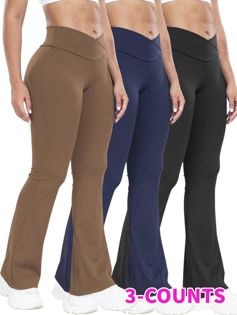 Women'S Solid High Waist Flare Leg Leggings, Casual Comfy Bell Bottom Tummy Control Skinny Pants for Yoga Gym Workout, Ladies Bottoms for All Seasons, Going Out Bottoms, Flared Pants, Pants for Women