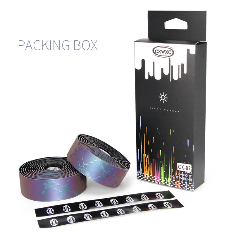 PRO Photochromic Bicycle Handlebar Tape with End Plug Soft Road Bike Cycling Handlebar Tapes Night Reflective PU+EVA Accessories